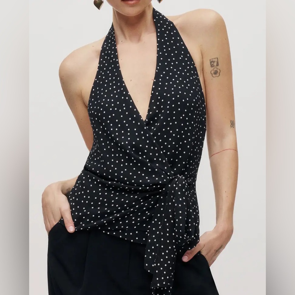 Reformation Nila Side Tie Halter Top
